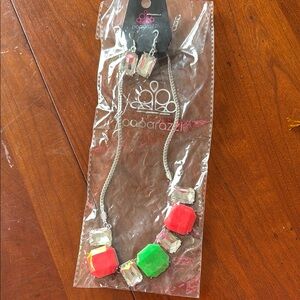Paparazzi Red and Green Necklace Set with earrings